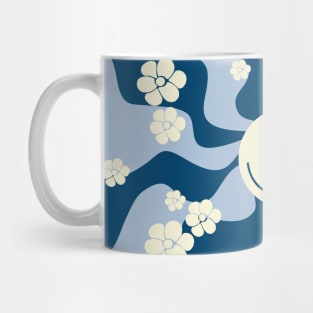 Smile in Dark Blue, Light Blue and Cream Mug